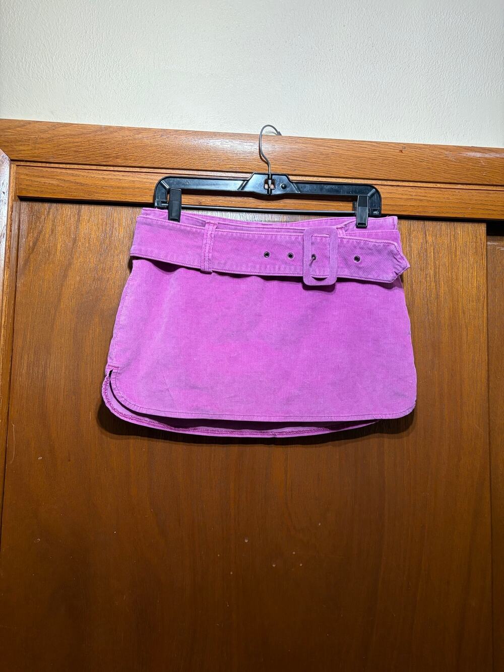 Free People Purple Corduroy Mini Skirt Belted High Rise Boho Y2K Size 8